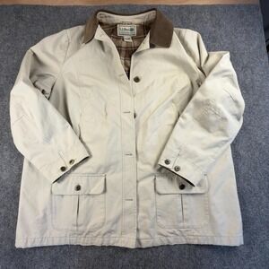 LL Bean Womens 3X Canvas Field Coat Plaid Flannel Lined Corduroy Trim OHMY3 #H